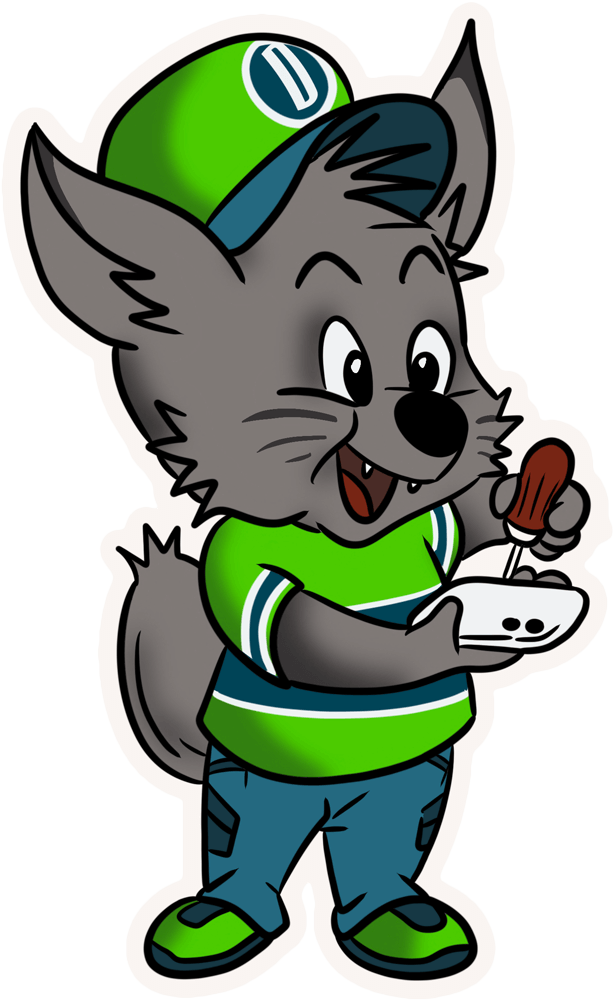 Mascotte Dep’am Mobile, réparateur de smartphones, tablettes et consoles